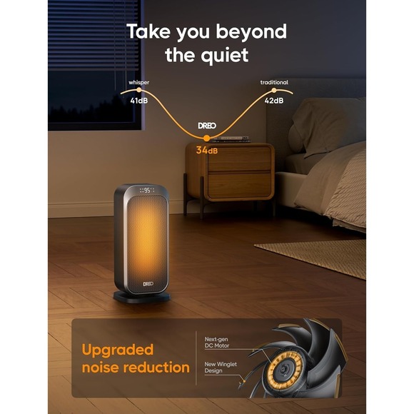 Dreo Space Heaters for Indoor Use, 1500W Fast Heating Portable 16", Silver - Picture 7 of 8